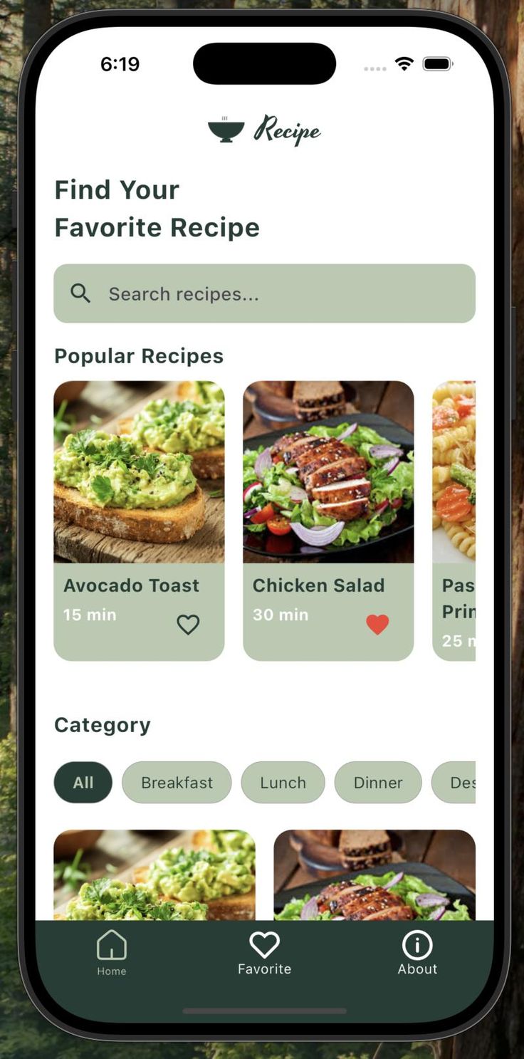Recipe finder app screenshot